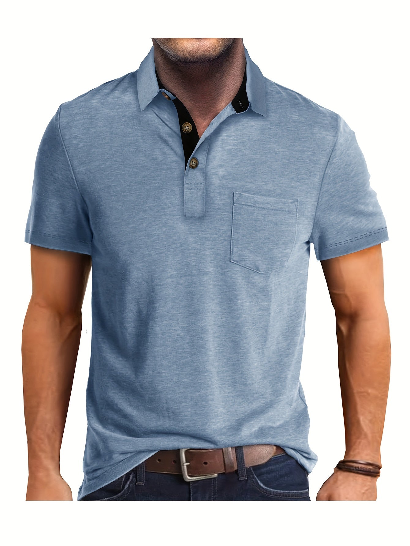 Men's Polo Shirt with Chest Pocket – Modern, Casual Polo Shirt for Everyday and Leisure Wear