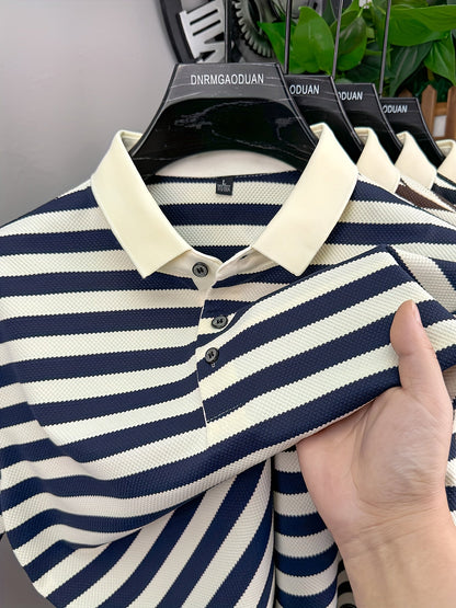 Men's polo shirt with maritime stripes – Classic casual style for everyday and leisure