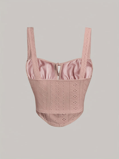 Women's Bustier Top with Broderie Anglaise and Lacing – Fashionable Summer Corset for Casual Wear and Parties