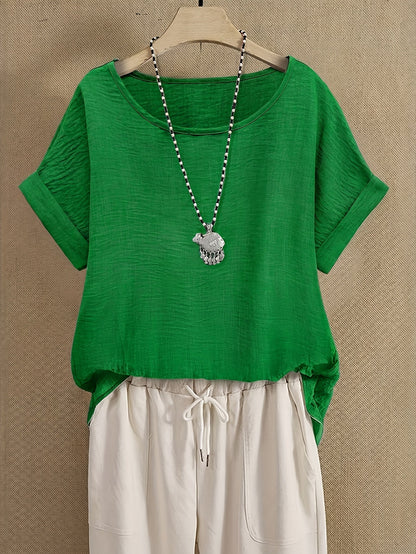 Women's Summer Blouse Short Sleeve Loose Elegant Casual Top