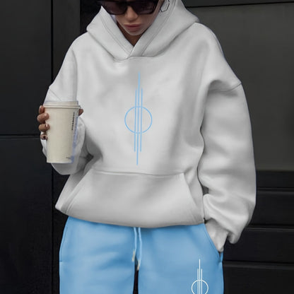 Unisex Hoodie Set Weiß mit Motiv & Jogginghose in passender Farbe