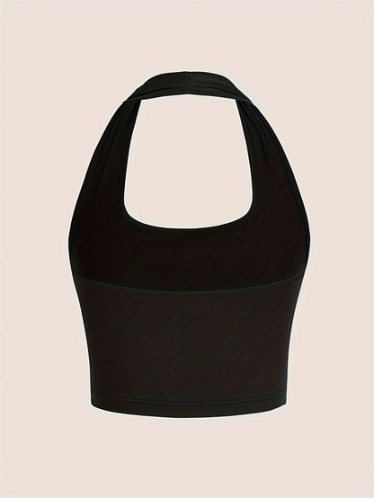 Women's Halterneck Crop Top – Backless, Summer, Casual Style