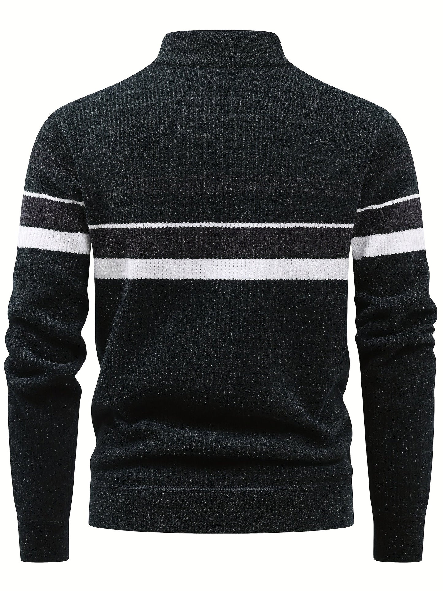 Herren Halb-Reißverschluss Pullover Gerippt mit Streifen
