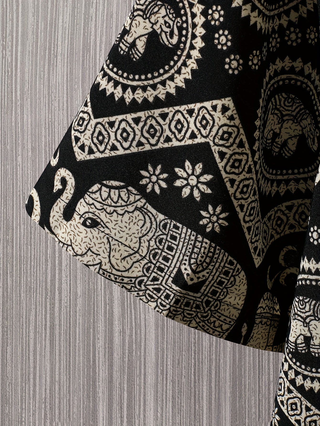 Men's Resort Shirt with Elephant and Mandala Print, Short Sleeve, Casual and Summer Style