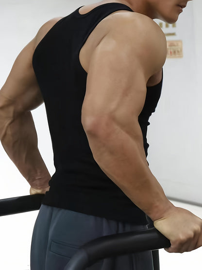 Men's slim fit tank top – Ideal for sports and leisure, ribbed basic top