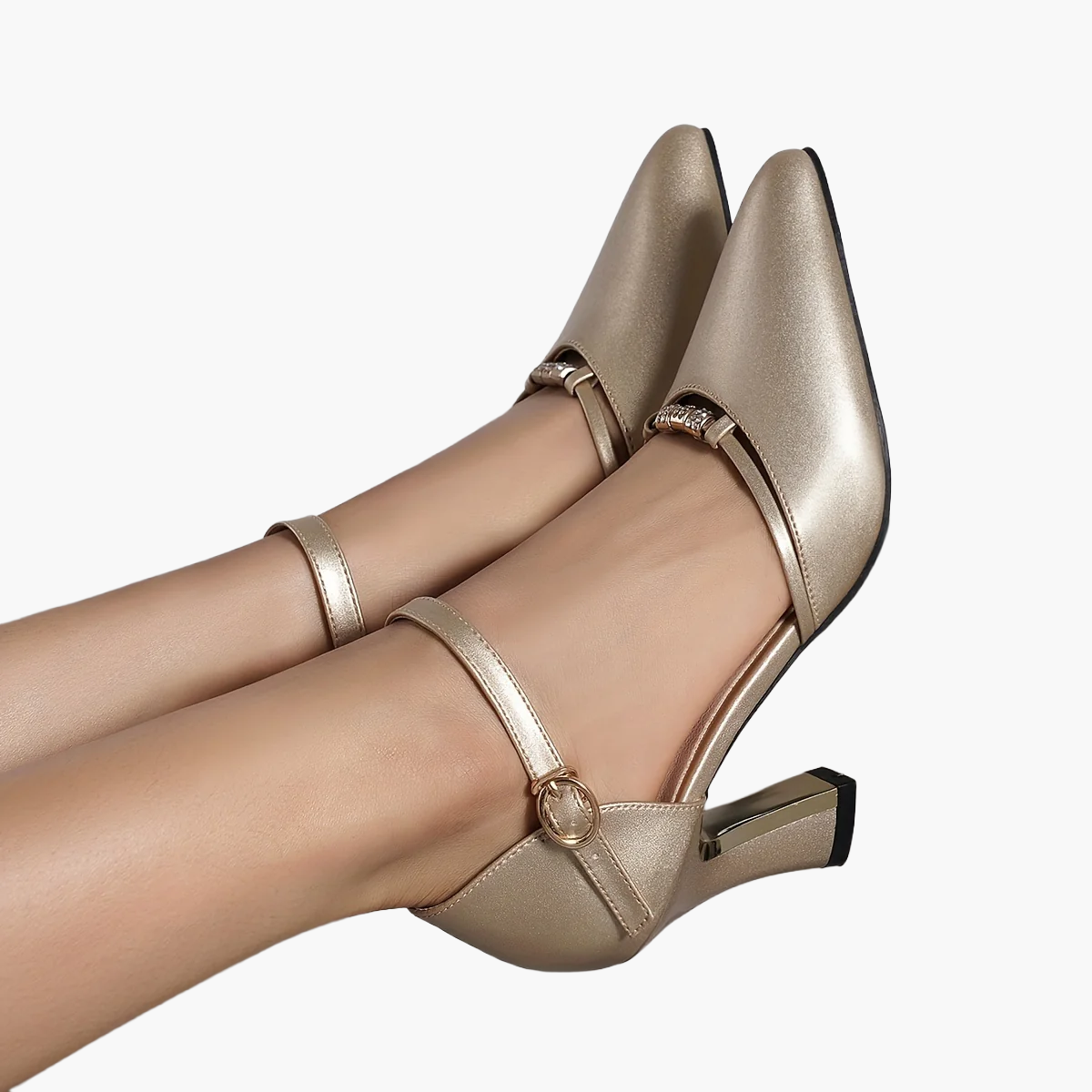 Women's Elegant Pumps with Block Heel and Straps – Perfect for Everyday and Festive Occasions