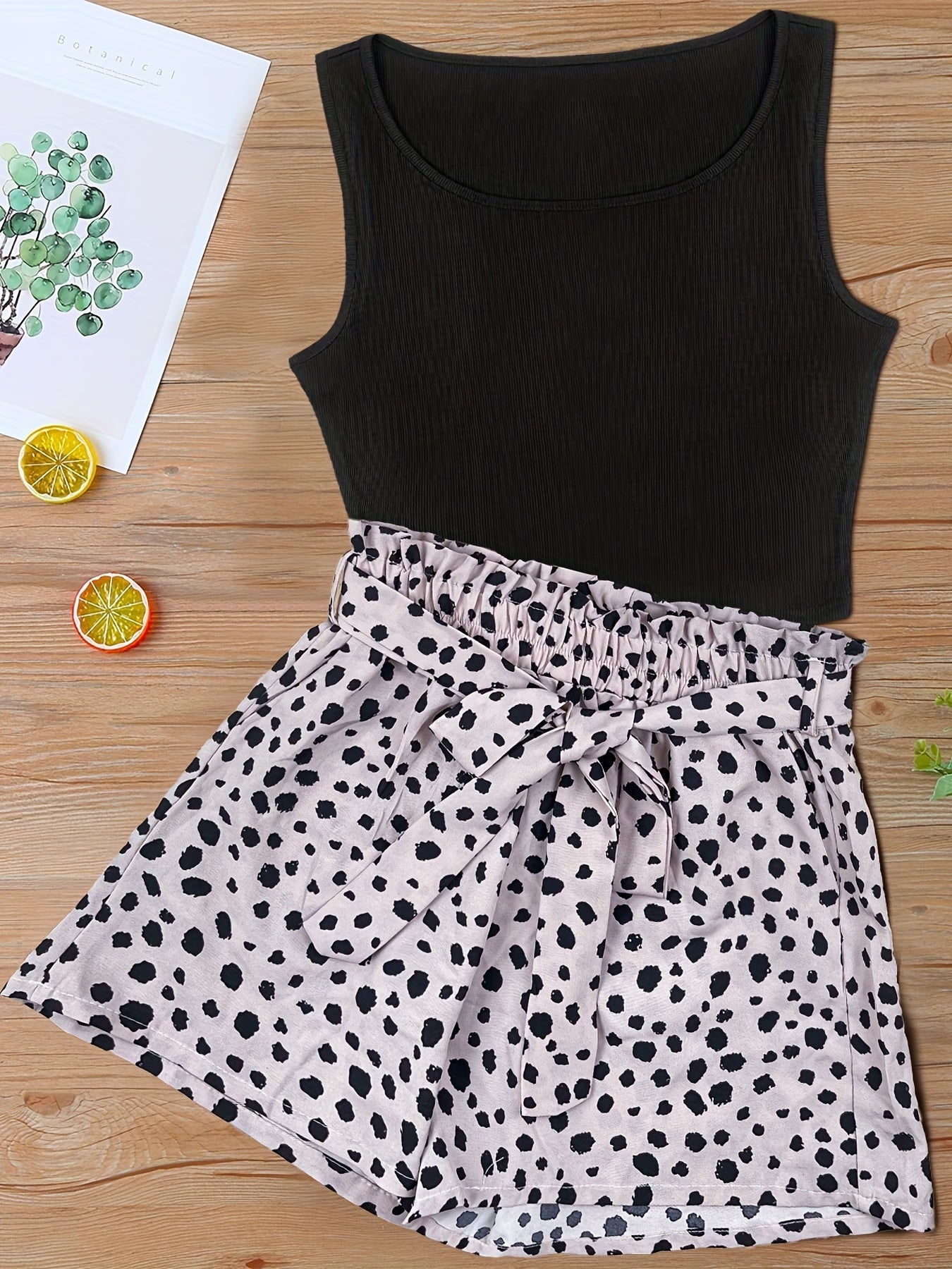 Women's Set: Sleeveless Top and Printed Shorts – Summer Street Style Outfit