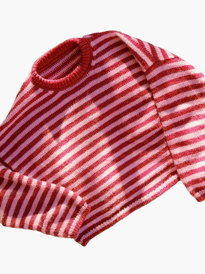 Women's Sweater with Stripe Pattern and Crew Neck – Elegant Knit Pullover for Autumn and Winter