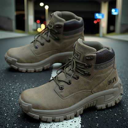 Herren Outdoor Stiefel Schwarz mit Schnürung Robuste Sohle Knöchelhoch