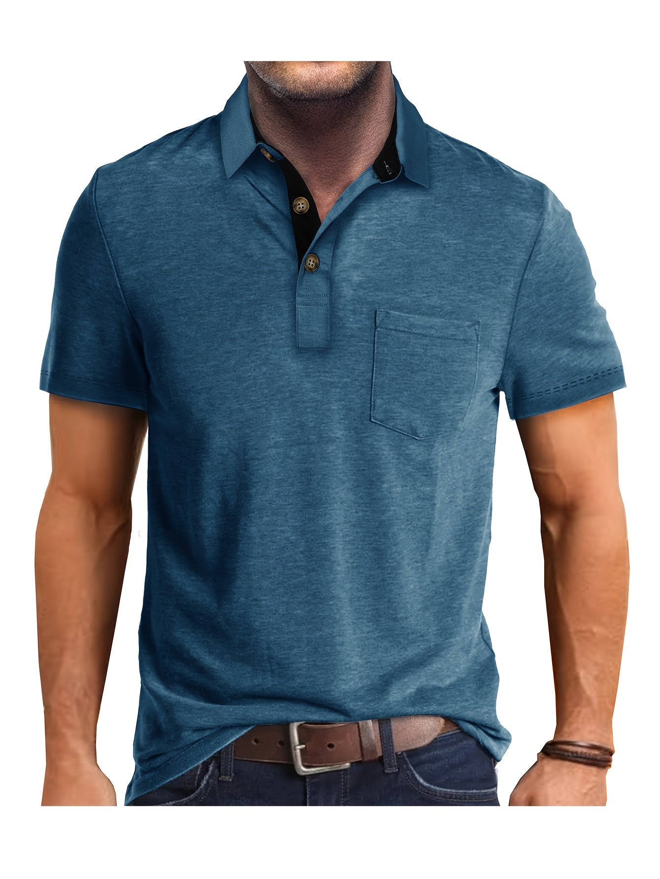 Men's Polo Shirt with Chest Pocket – Modern, Casual Polo Shirt for Everyday and Leisure Wear