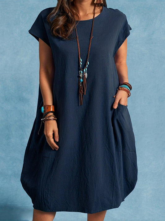 Women's casual dress tunic with loose fit and short sleeves – perfect for spring and summer