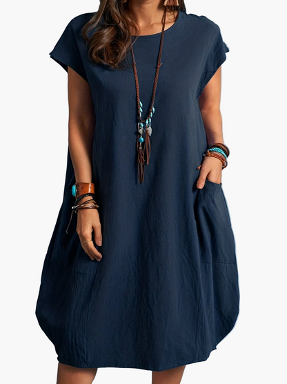 Women's casual dress tunic with loose fit and short sleeves – perfect for spring and summer