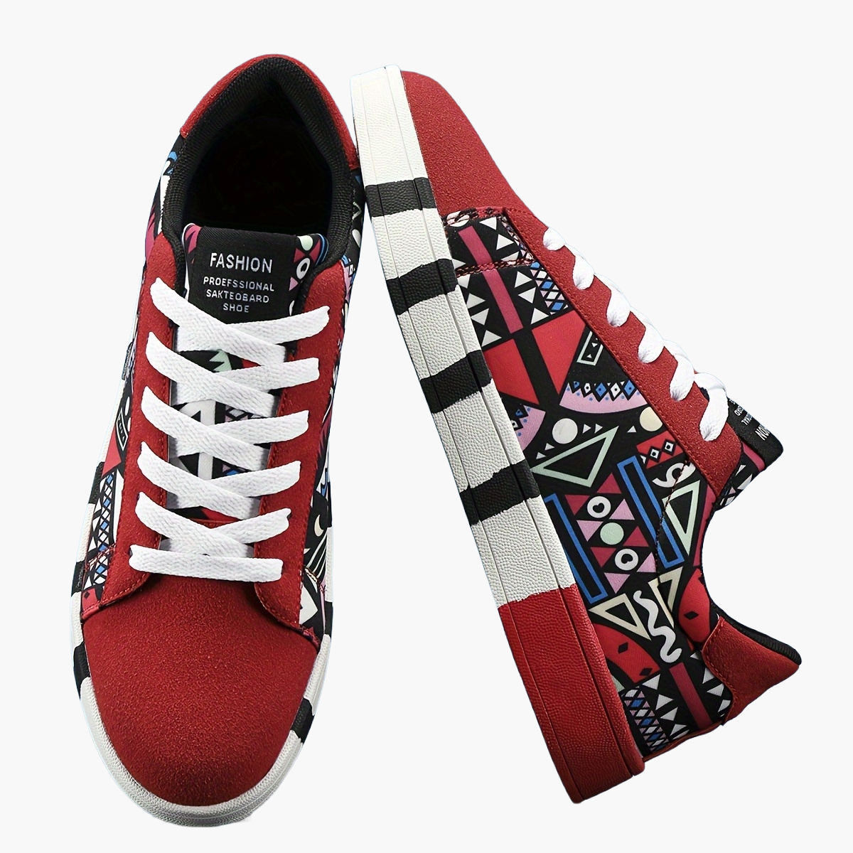 Men's sneakers with colorful geometric pattern – street style casual shoes for outdoor and everyday use
