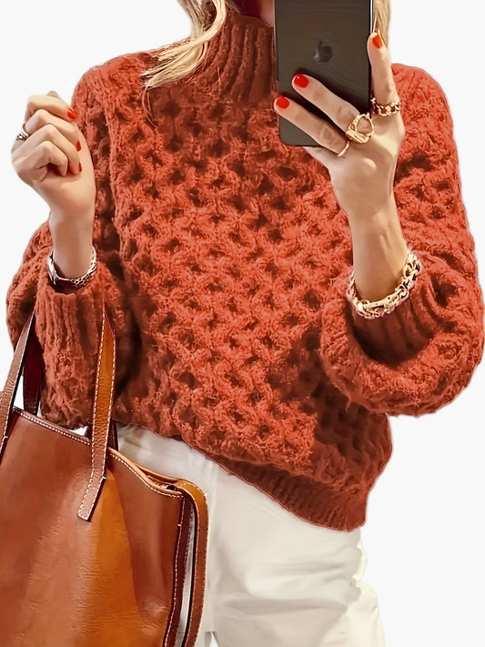 Damen Pullover Strickmode mit Strukturmuster für Herbst und Winter – Modischer Freizeit-Look