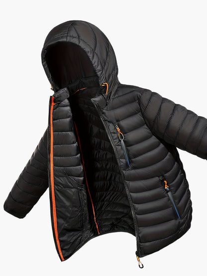 Men's Quilted Jacket with Hood – Lightweight Outdoor Transitional Jacket, Casual Style
