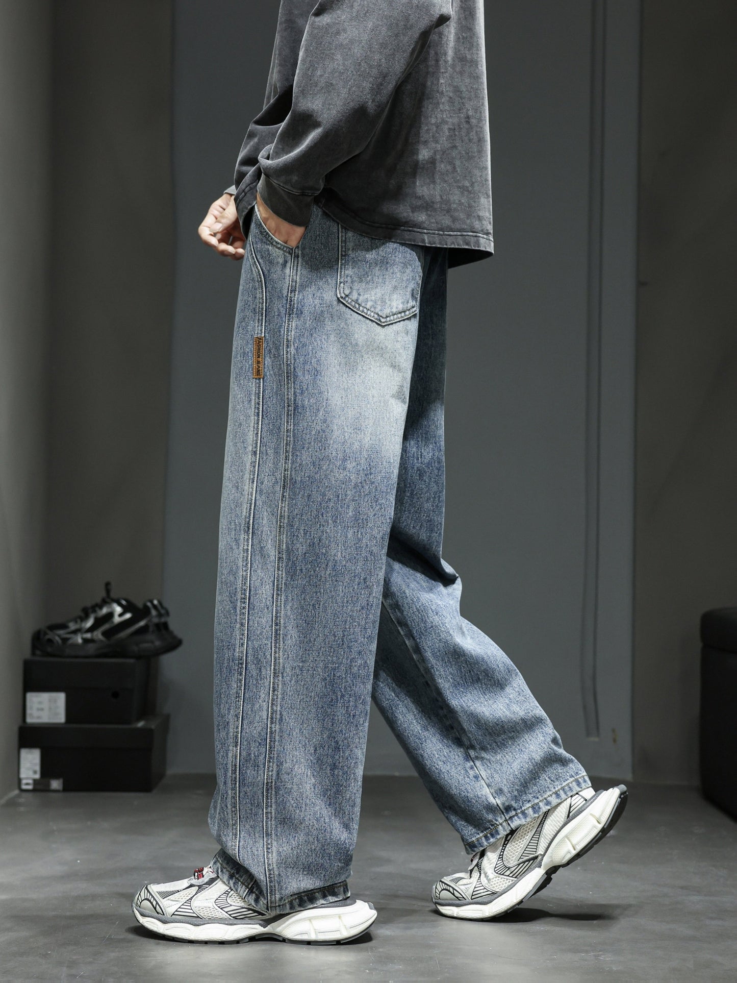 Men's Baggy Jeans Loose Fit Streetwear Casual Pants for Everyday and Going Out