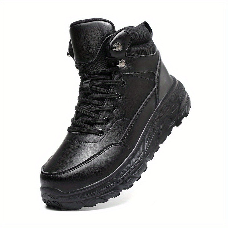 Herren Stiefel Schwarz mit Schnürsenkeln und Profilsohle