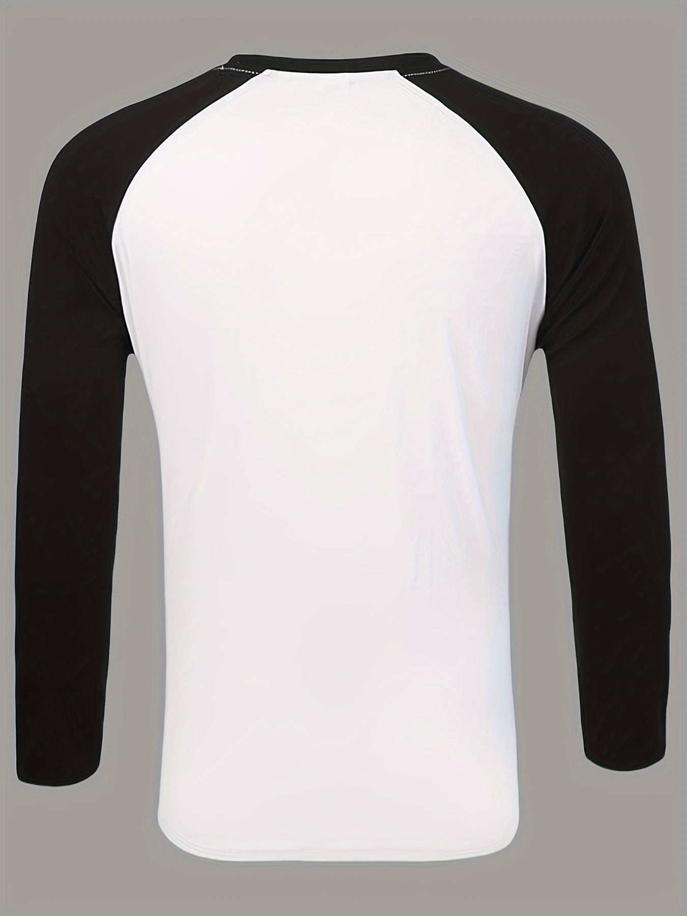 Men's raglan long-sleeve two-tone crew-neck shirt