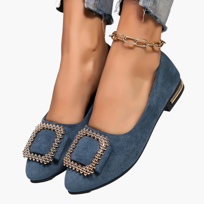 Women's Ballerinas with Rhinestone Decoration and Pointed Toe – Elegant Slip-On Shoes for Everyday and Office Use