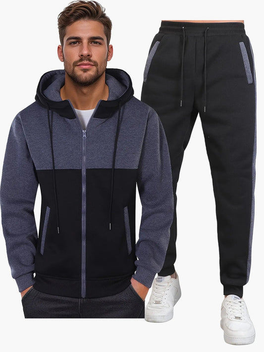 Men's Exercise Suit Set Hoodie & Sweatpants – Contemporary Leisure Outfit for Sport & Everyday Use