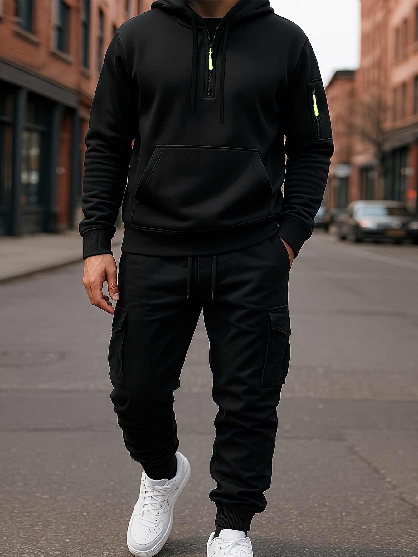 Men’s tracksuit with hoodie and cargo pants – sporty, casual, multicolored