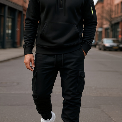 Men’s tracksuit with hoodie and cargo pants – sporty, casual, multicolored