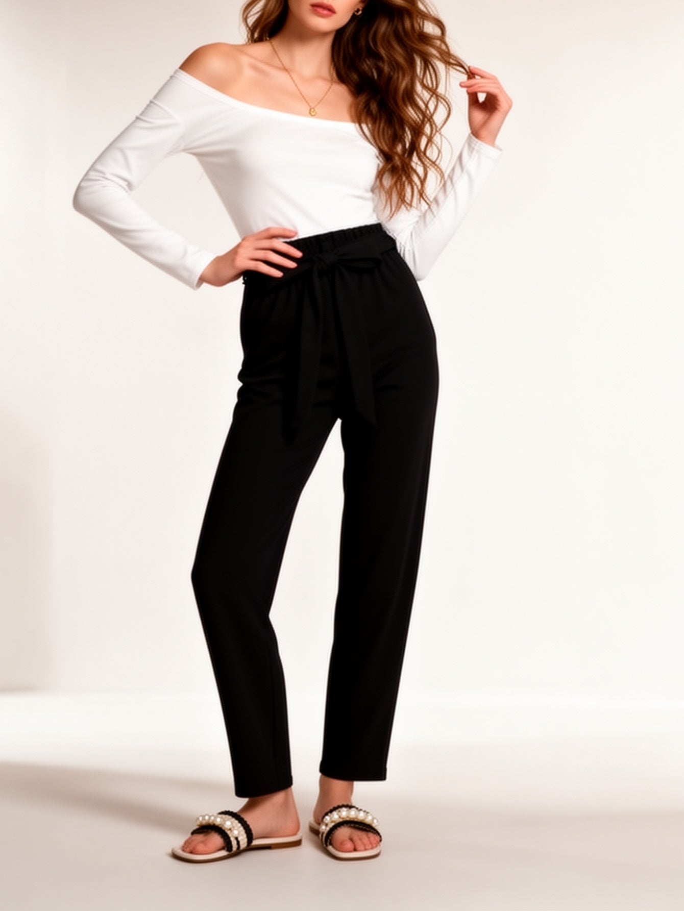 Women's Off-Shoulder Elegant Jumpsuit for Spring and Summer – Stylish One-Piece with Belt