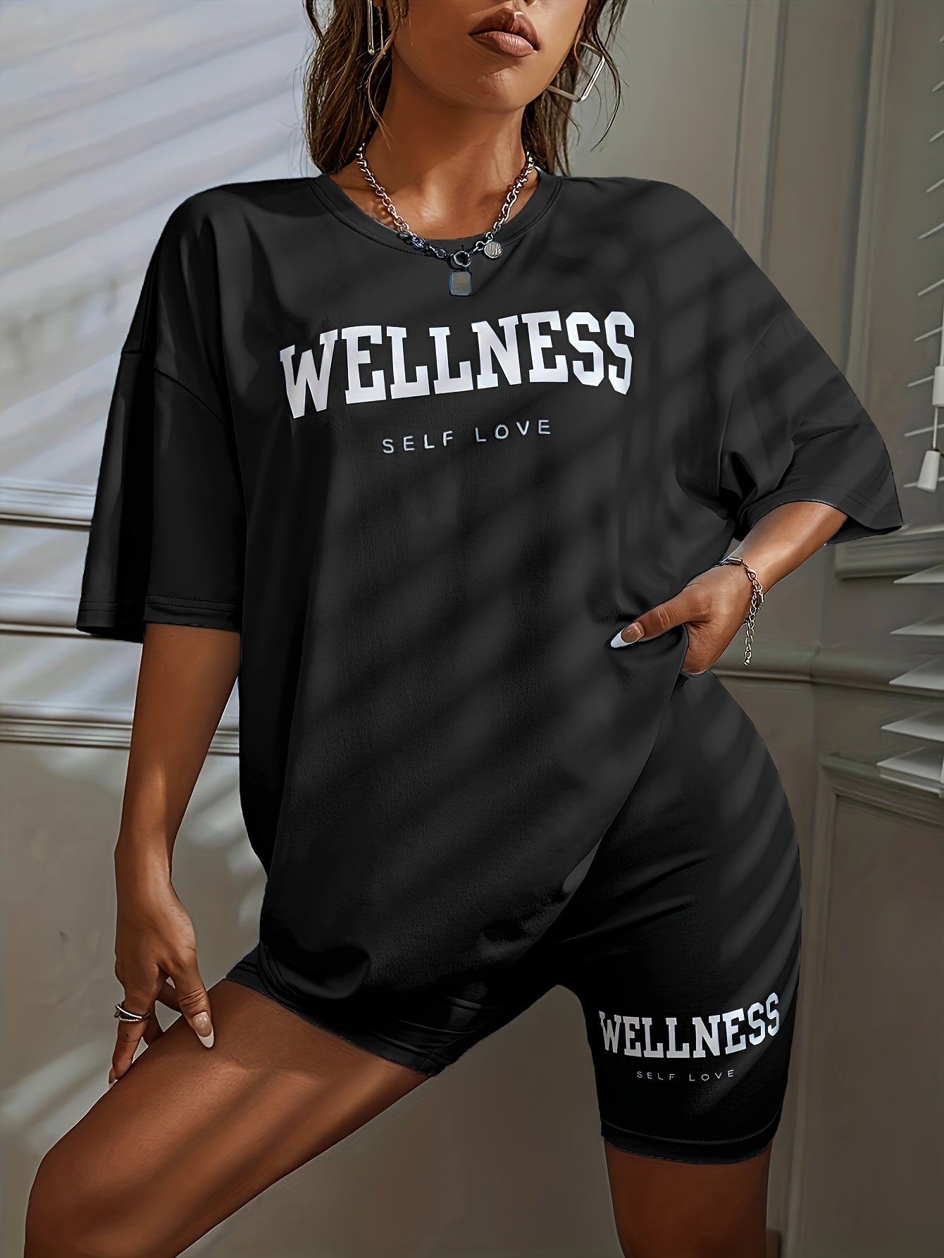 Women's Wellness Oversize Lounge Set – Relaxation & Casual Look with Statement Print