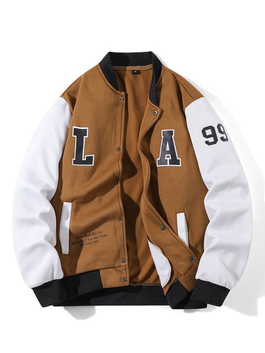 Baseball college jacket with “L A 99” lettering