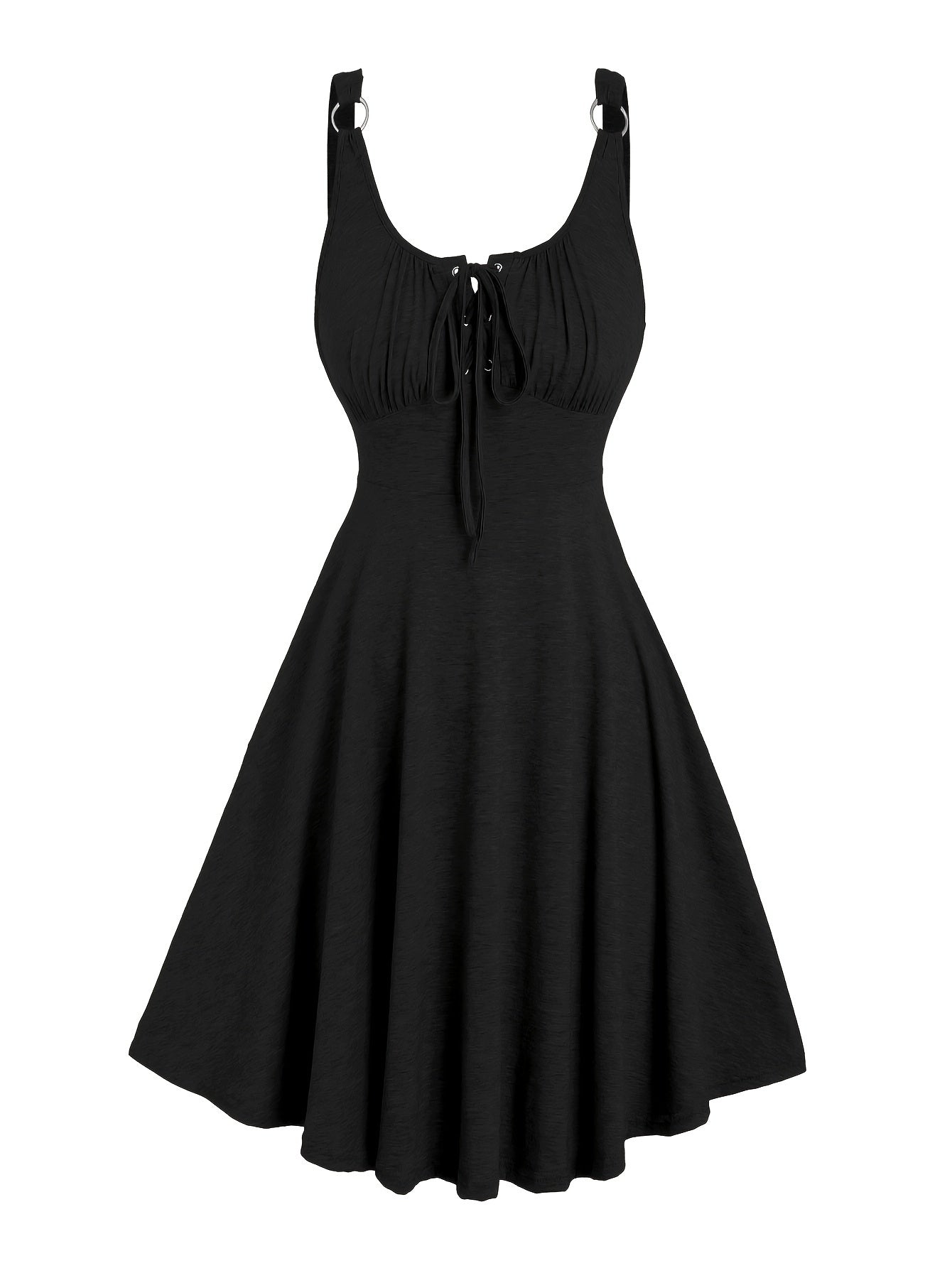 Damen Skaterkleid mit Schnürung – Freizeitkleid im Vintage-Stil für Alltag und Sommer