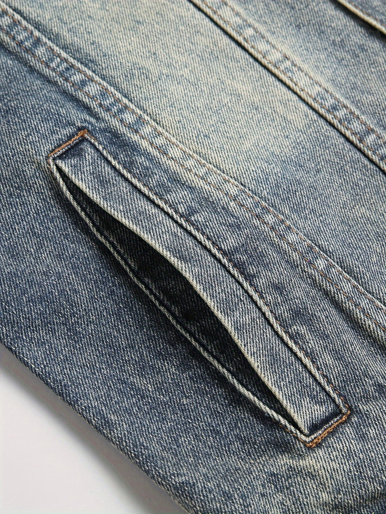Jeansweste ärmellos für Herren, abgenutzt, mit Knopfverschluss, Blau