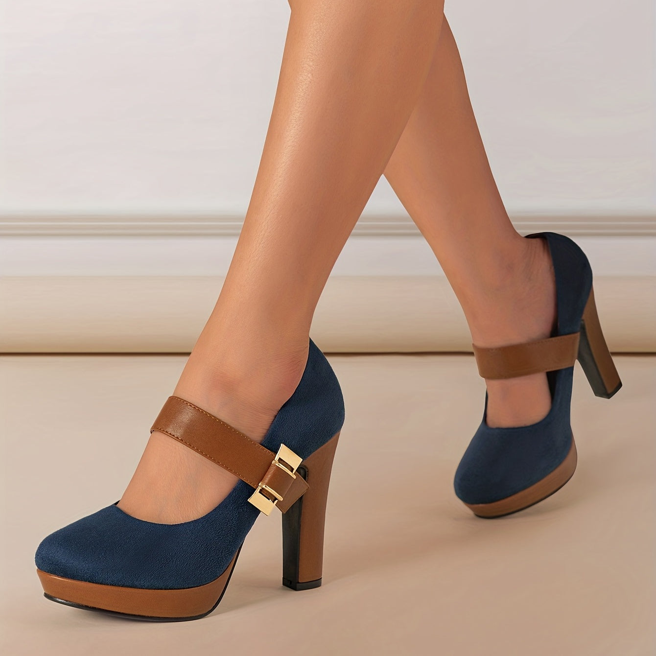 Women's Mary Jane High Heels with Block Heel Elegant for Office and Occasion