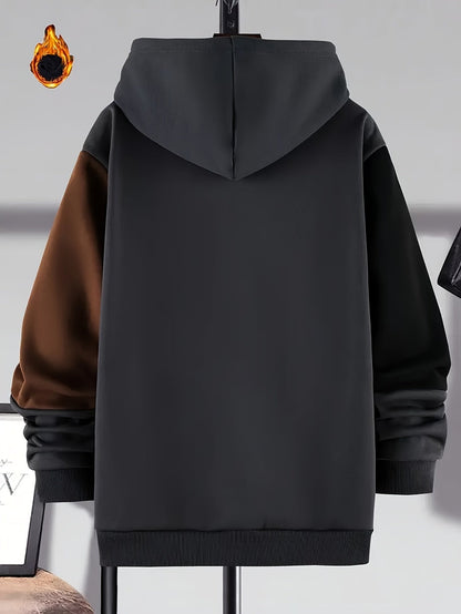 Men's color-block hoodie with hood and drawstring