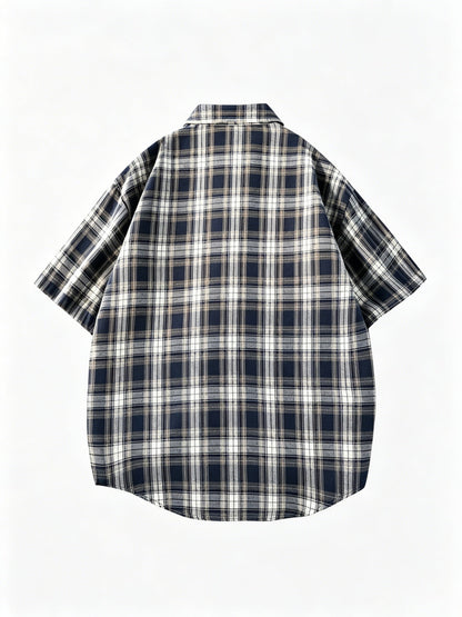 Men's Short Sleeve Casual Shirt Checked Vintage Look Streetwear