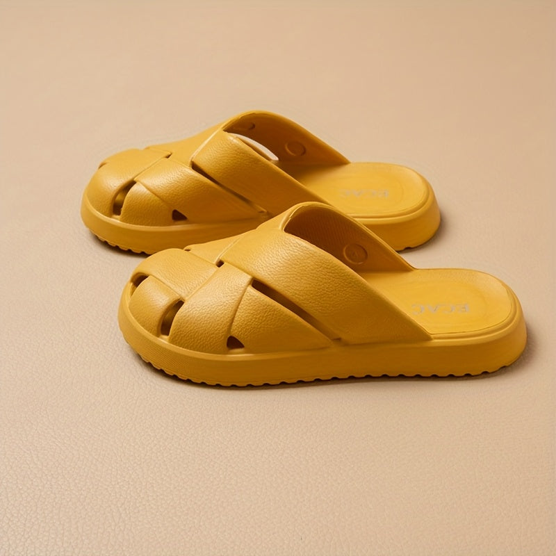 Women's Chunky Platform Slides – Fashionable Braided Casual Sandals for Home and Everyday Wear