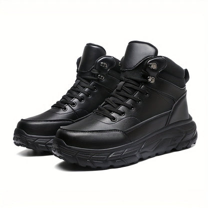 Herren Stiefel Schwarz mit Schnürsenkeln und Profilsohle