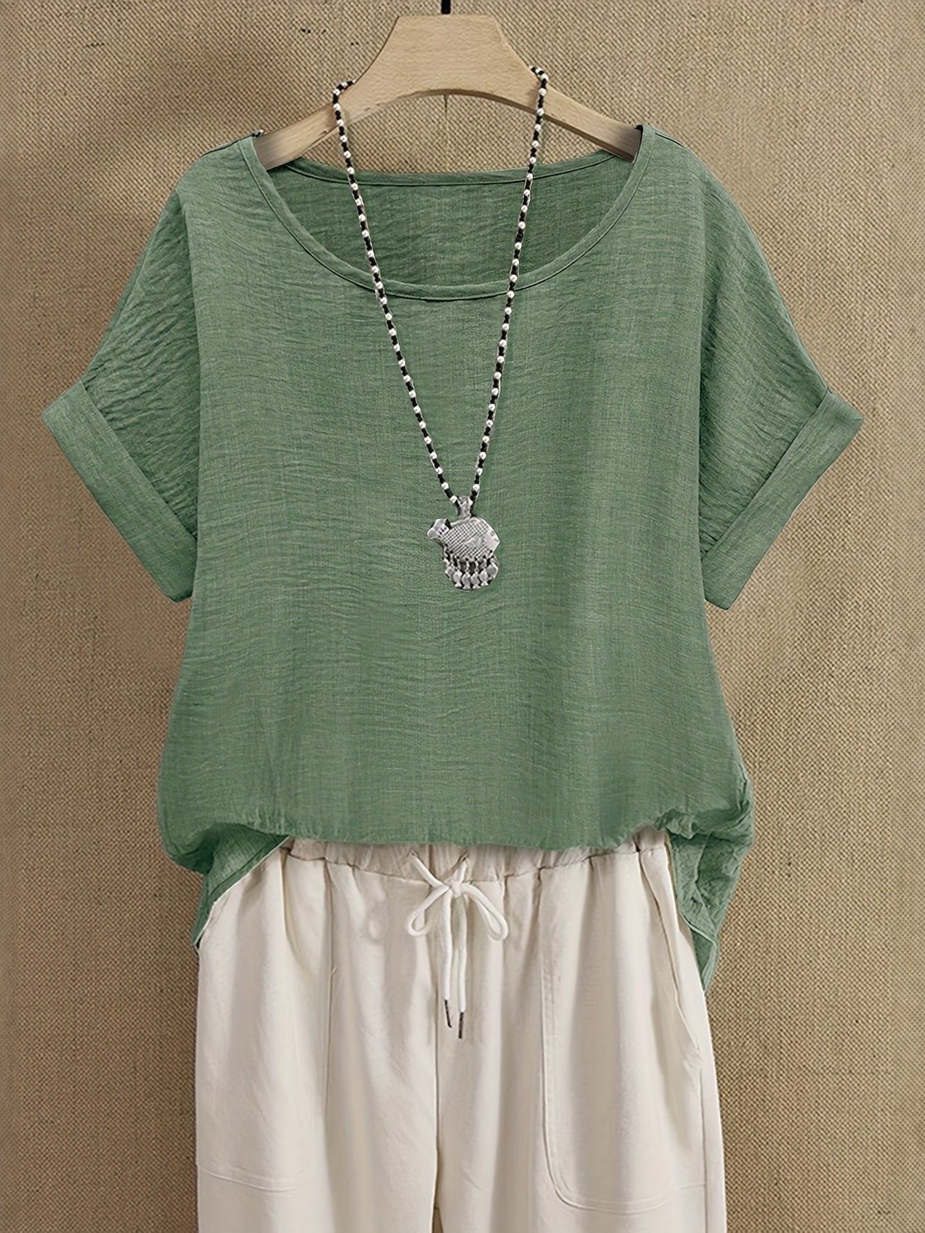 Women's Summer Blouse Short Sleeve Loose Elegant Casual Top