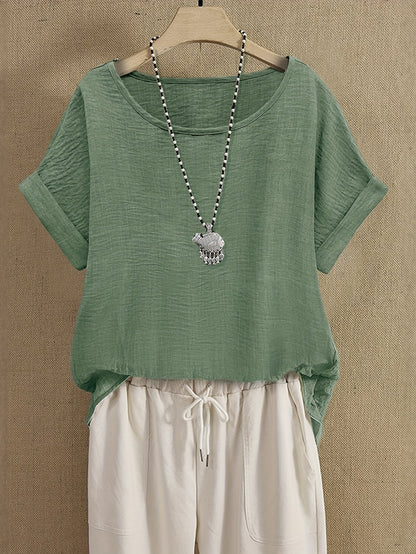 Women's Summer Blouse Short Sleeve Loose Elegant Casual Top