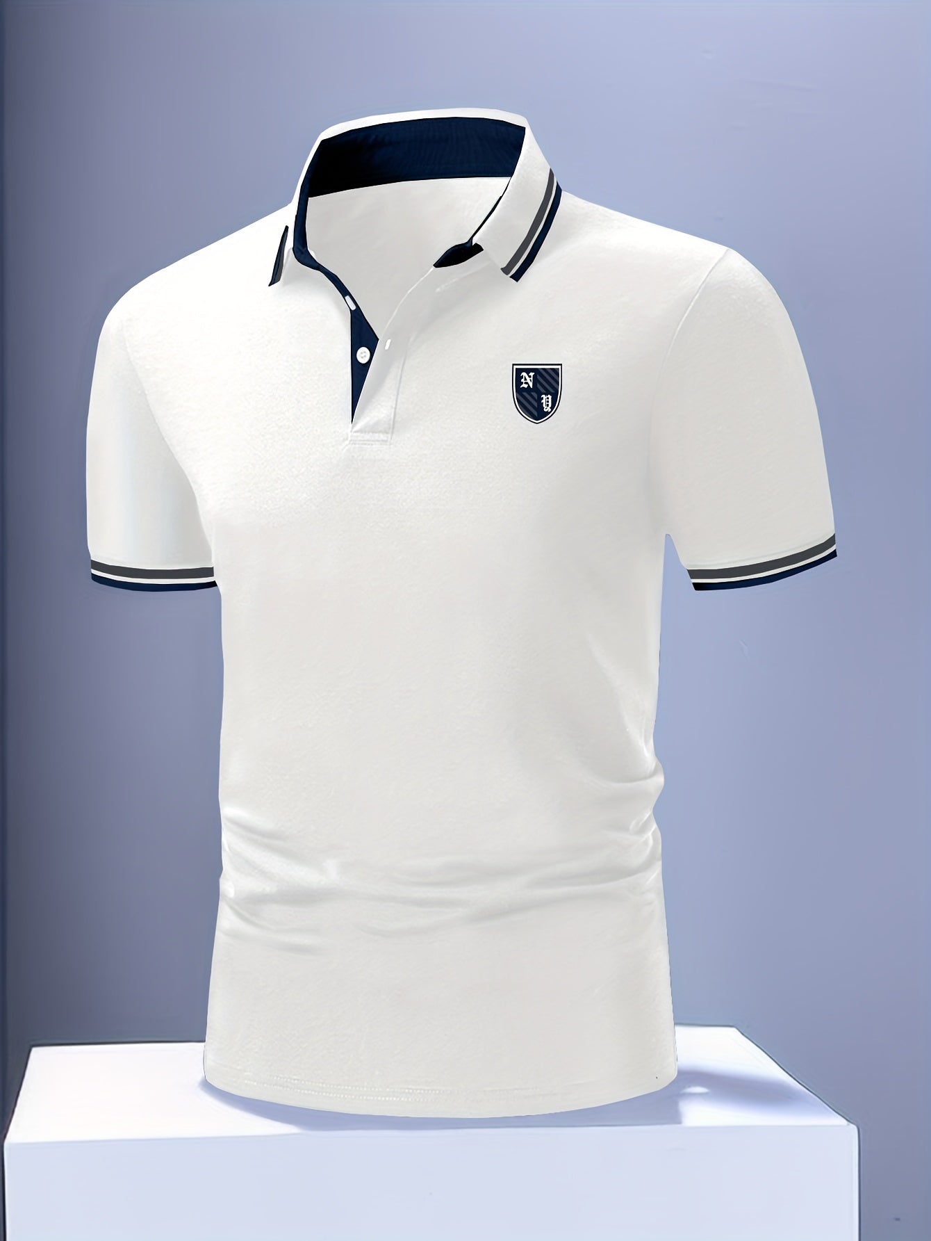 Men's Casual Style Polo Shirt with Contrast Collar – Short Sleeve, Summer, Leisure
