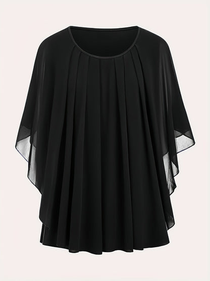 Women's Elegant Flowing Chiffon Cape Top for Going Out – Oversized Style