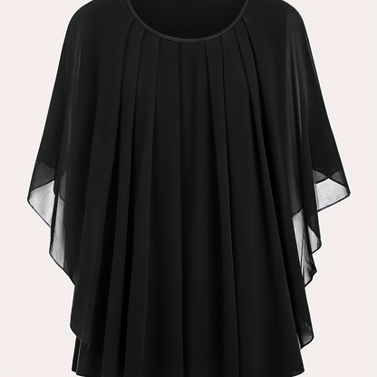Women's Elegant Flowing Chiffon Cape Top for Going Out – Oversized Style