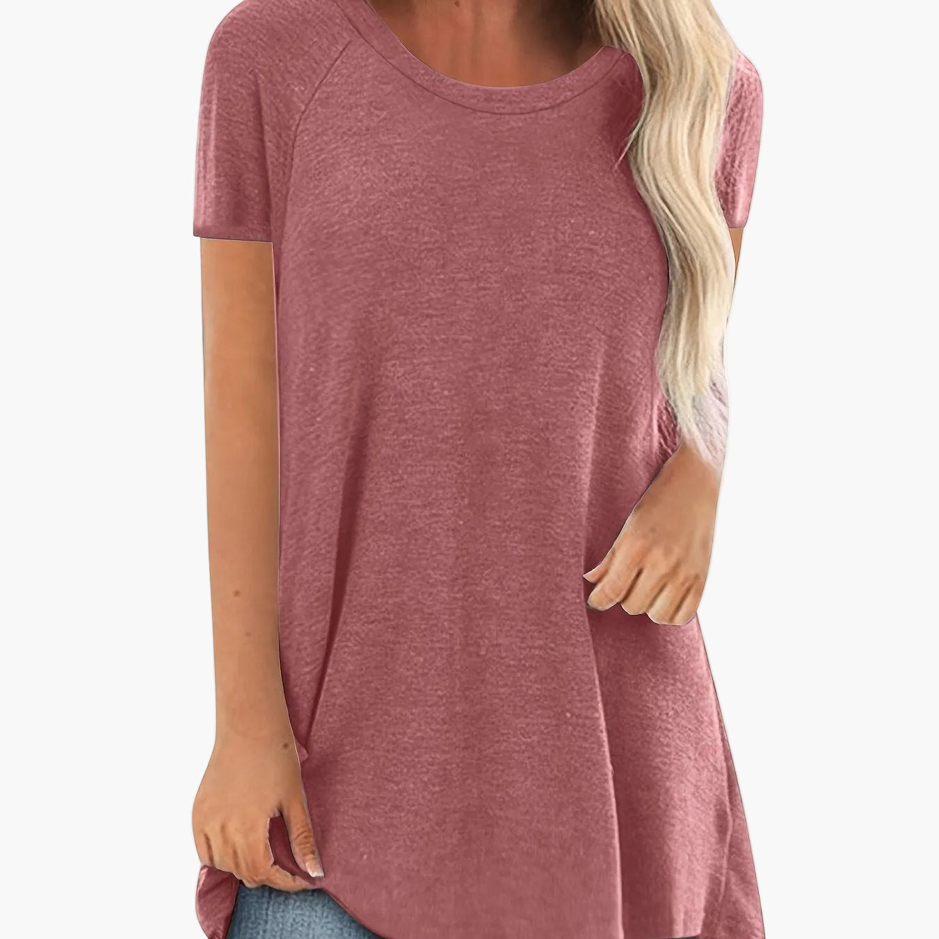 Women's Tunic Shirt Short Sleeve Loose Fit Casual Everyday