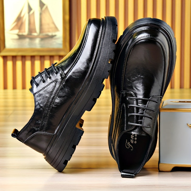 Men's Vintage Lace-Up Shoes for Everyday & Leisure – Fashionable Oxfords with Round Toe