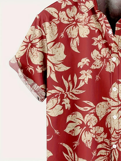 Herren Vintage Aloha Hemd mit Blumenmuster – Sommer Freizeit Kurzarmhemd
