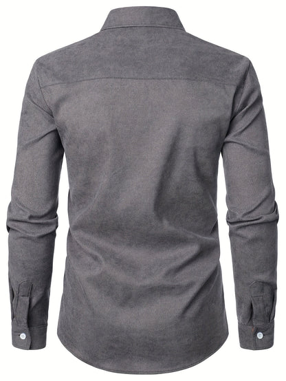 Men's Modern Fit Casual Shirt with Check Details – Stylish Long-Sleeve Shirt for Everyday and Office Wear