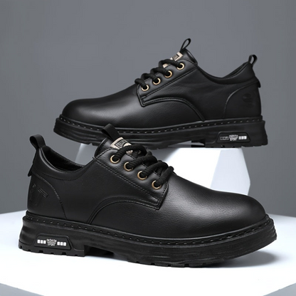 Men's black casual lace-up shoes with platform soles