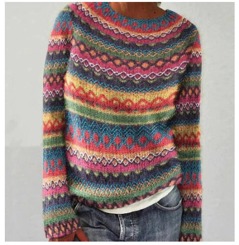 Victoria – Multicolor Round Neck Sweater for Women