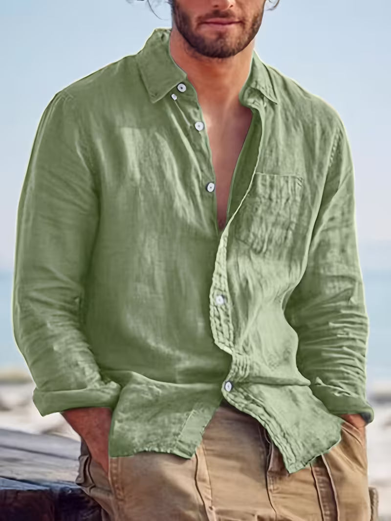 Men's casual shirt with button placket and modern cut for everyday wear and going out