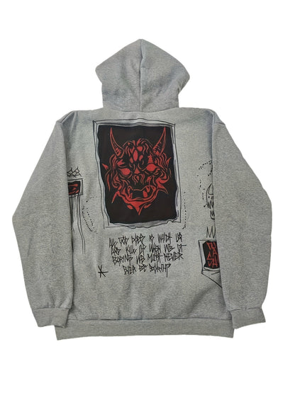 Unisex Kapuzenjacke mit Reißverschluss und Grafikprints, Grau