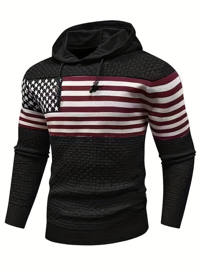 Herren Strick Hoodie Grau Melange mit Kapuze